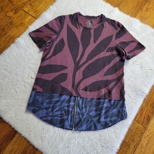 OAMC Shirt Men's Small Short Sleeve Zipper Detail Mixed Print Pockets Cotton